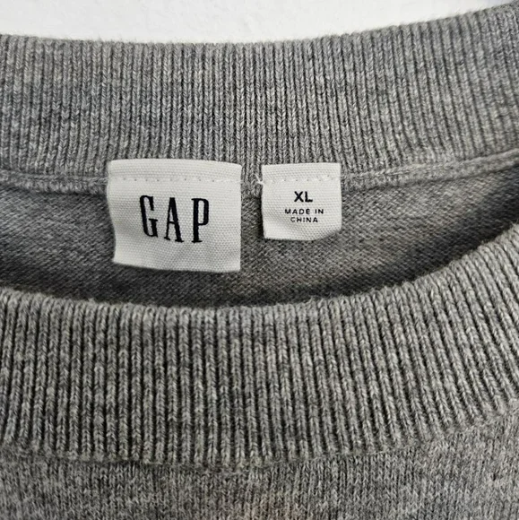 GAP Crewneck Sweater in Gray with Red and Yellow Accents - Picture 2 of 7